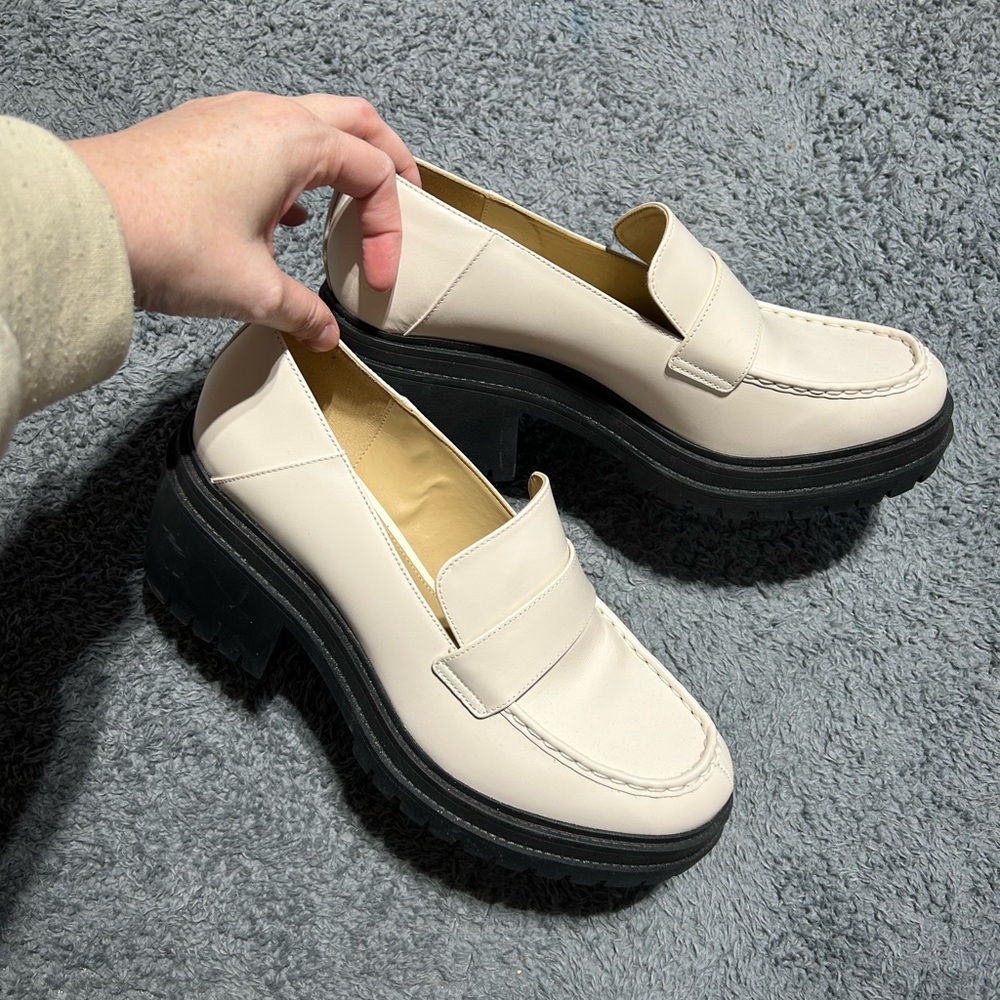 Michael Kors Cream Loafers with Black Soles